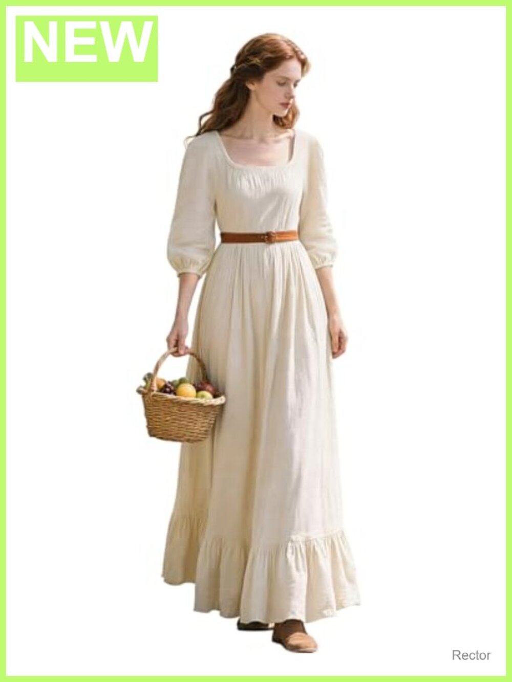 Medieval Ruffle Hem Maxi Dress Off-Shoulder Puff Sleeve Ren Faire